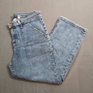 Denim & Co. Canyon Retreat Women 14 Crop Carpenter Jean Valley Wash Jeans